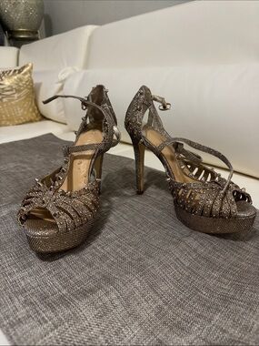 Silver studded platform heels